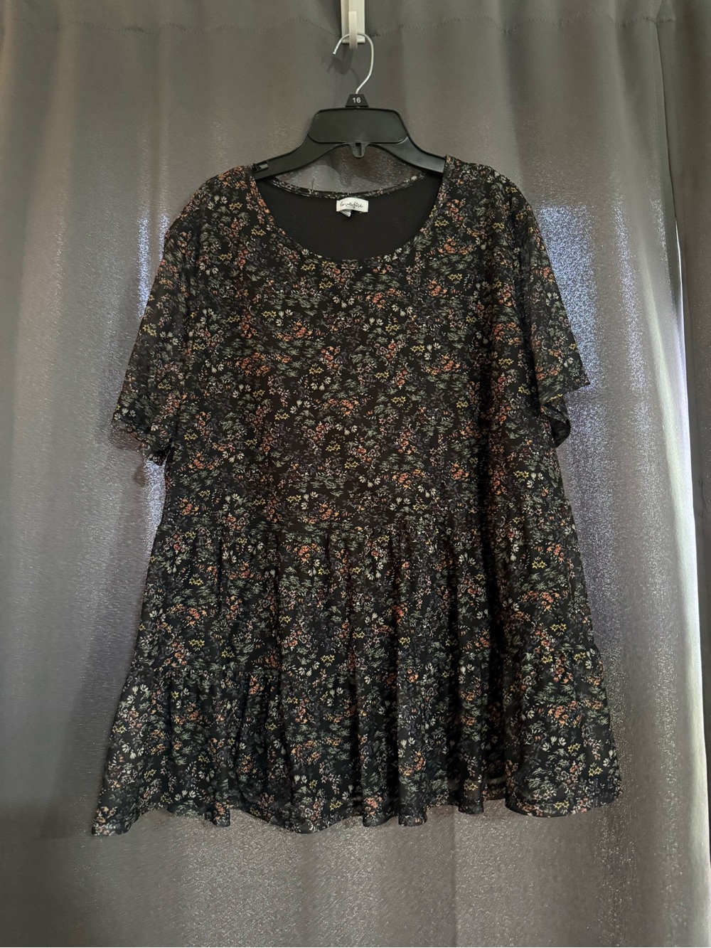love, Fire Black Floral-Neckline Tunic